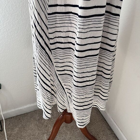 Anthropologie Mauve Women’s Dress Size Large A Line Striped Knee Length Knit - Picture 4 of 9